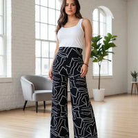 Pantalon Palazzo Moderno Blanco Estampado Dama Palazzo
