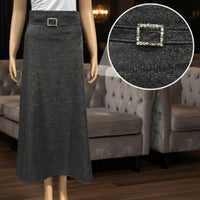 Falda Larga Negra Elegante Con Brillos