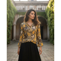 Blusa Animal Print Escote V Ajuste Cómodo Mujer