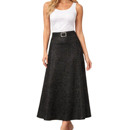 Falda Larga Negra Elegante Con Brillos
