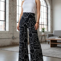 Pantalon Palazzo Moderno Blanco Estampado Dama Palazzo