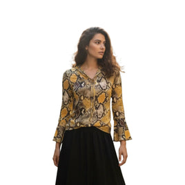 Blusa Animal Print Escote V Ajuste Cómodo Mujer