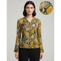 Blusa Animal Print Escote V Ajuste Cómodo Mujer