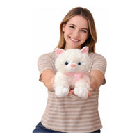 Peluche Gatito Blanco Suave Con Lazo Rosa