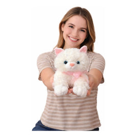 Peluche Gatito Blanco Suave Con Lazo Rosa