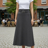 Falda Larga Negra Elegante Con Brillos