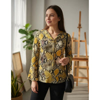 Blusa Animal Print Escote V Ajuste Cómodo Mujer