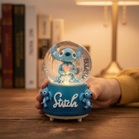 Bola De Cristal Musical Con Luz Stitch Globo De Nieve