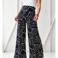Pantalon Palazzo Moderno Blanco Estampado Dama Palazzo
